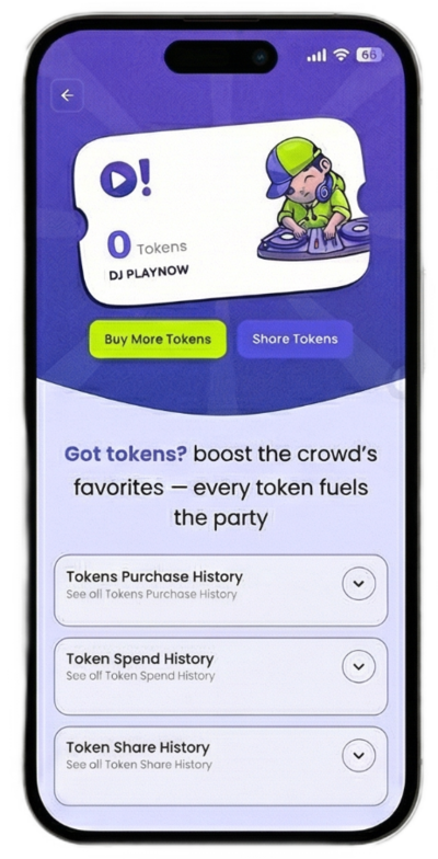 User interface for sharing event access tokens with friends